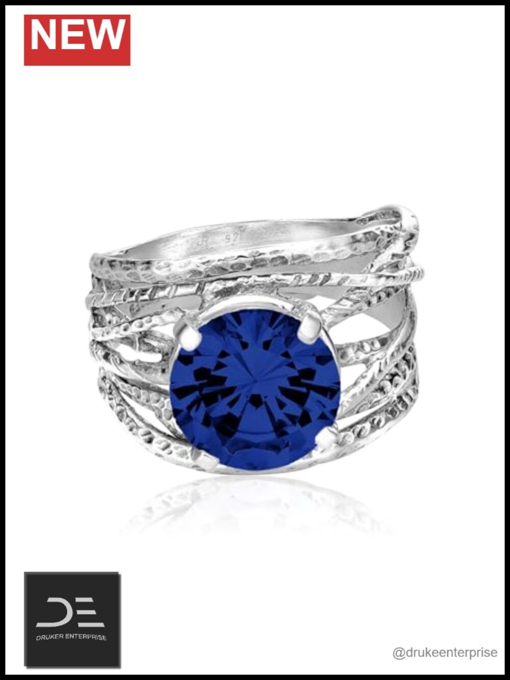 925 Sterling Silver Wrap Ring with Prong Set Cubic Zirconia - Vintage Statement